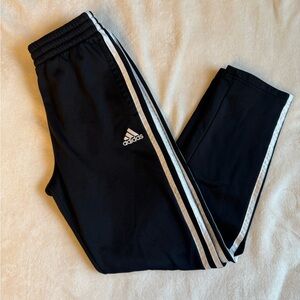 Adidas Kids Black Joggers with White Stripes